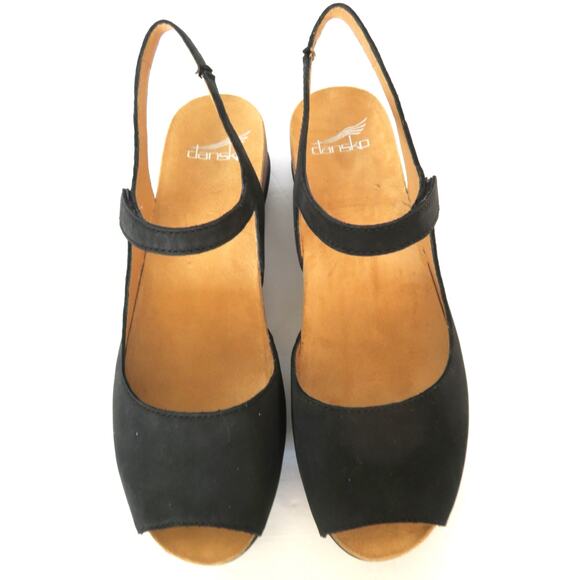 New DANSKO Cherry Milled Black Nubuck Leather Sandals Women Sz EU 39 US 8.5/9 - Picture 2 of 11